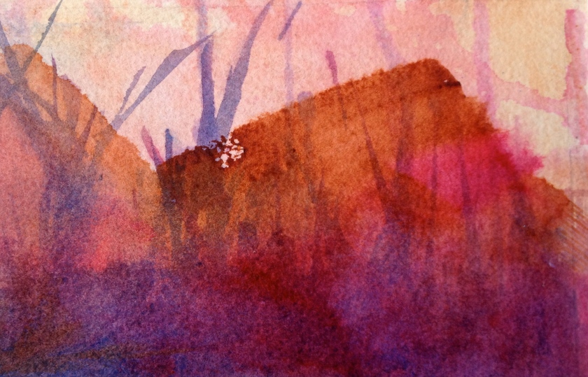 "Aurora Butte" watercolor, copyright Cheri Isgreen 2014, 15" X 15"  $85
